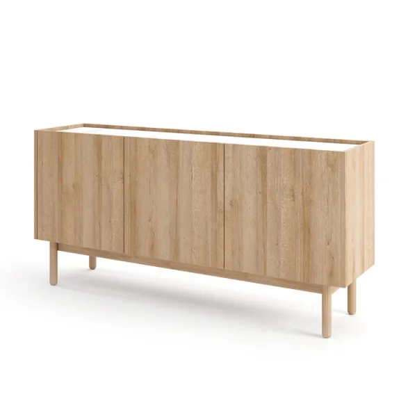 Credenza moderna 3 ante 144x68cm rovere chiaro bianco Tanzania