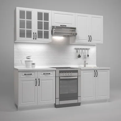 Cucina 220cm moderna lineare componibile bianca Artus