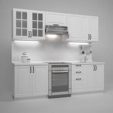 Cucina 240cm moderna lineare componibile bianca Artus