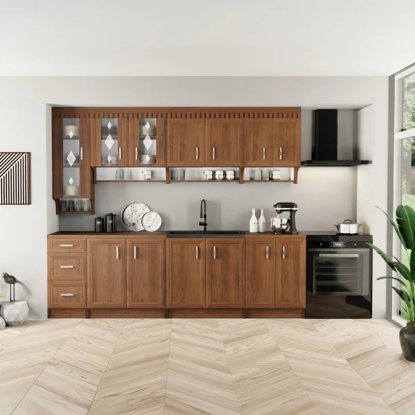 Cucina 260cm moderna componibile lineare noce Toccy
