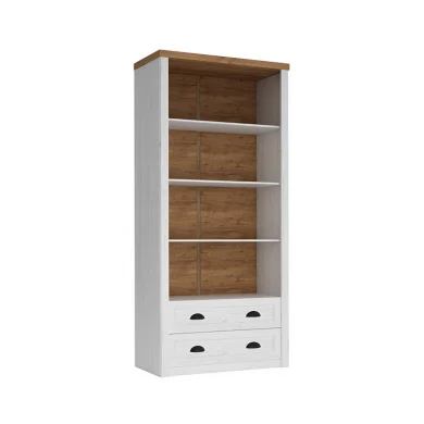 Libreria 90x198cm 4 ripiani 2 cassetti bianco frassinato rovere Provenza