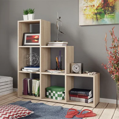 Libreria moderna 105x108cm 6 vani a giorno rovere Reading