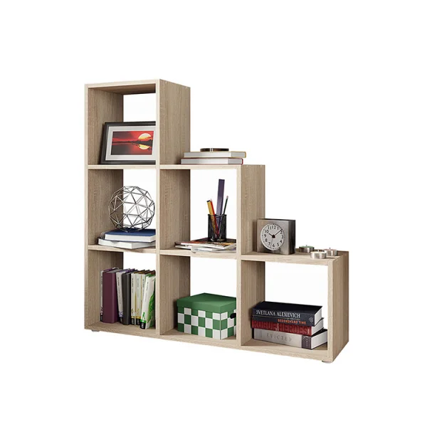 Libreria moderna 105x108cm 6 vani a giorno rovere Reading