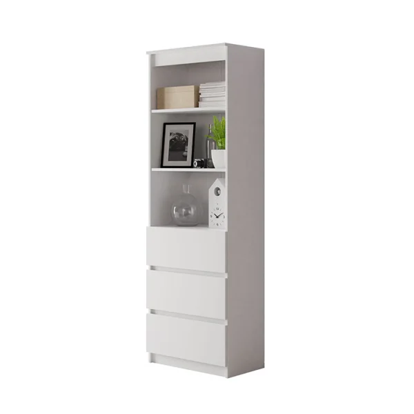 Libreria moderna 60x180cm 3 vani a giorno 3 cassetti bianco Sterling