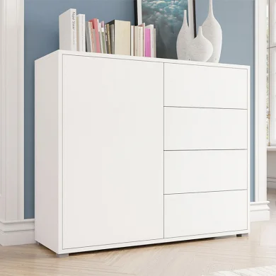 Madia moderna 100x93cm 4 cassetti 1 anta bianco Eindhoven