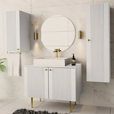 Mobile bagno 160x140cm bianco piedini oro Banf