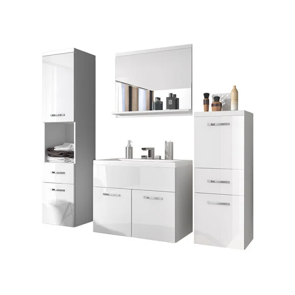 Mobile bagno sospeso 140x133cm bianco lucido Loretta