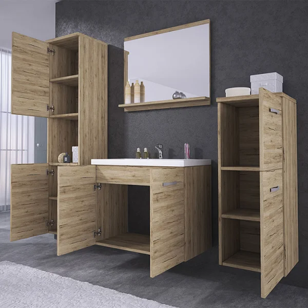 Mobile bagno sospeso 140x133cm rovere Saturnia