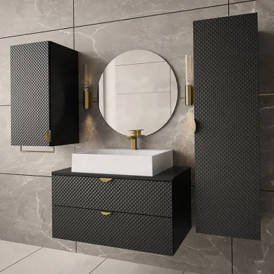 Mobile bagno sospeso 150x140cm nero Hakone