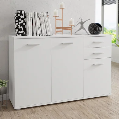 Mobile contenitore 106x76cm 3 ante 2 cassetti bianco Ely