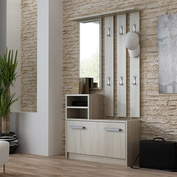 Mobile ingresso 85x180cm con specchio scarpiera rovere Bergen