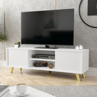 Mobile porta tv 140x42cm 2 vani a giorno 2 ante bianco Nyborg