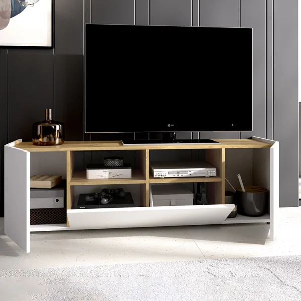 Mobile porta TV 142cm legno rovere bianco Esteban