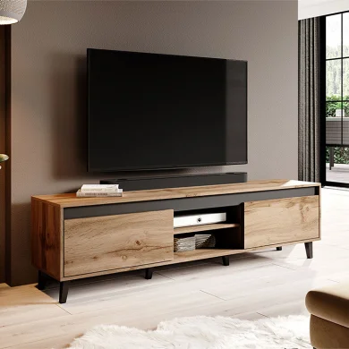 Mobile porta tv 170x49cm 2 vani a giorno 2 ante rovere antracite Salisburgo