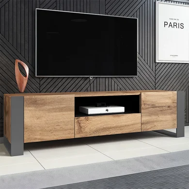 Mobile porta tv 180x48cm 2 ante 1 cassetto legno antracite Tampere