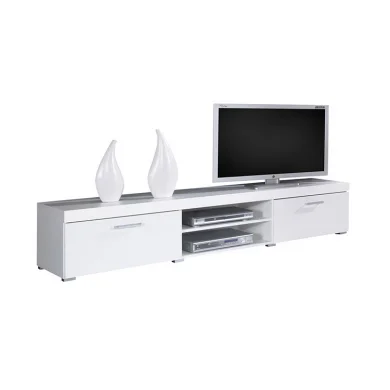 Mobile porta tv 200x39cm 2 ante 2 vani a giorno bianco lucido Nottingham