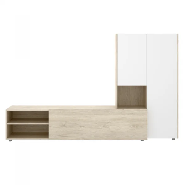 Parete attrezzata 227cm legno rovere bianco Gallego