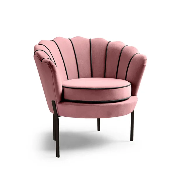 Poltrona relax design moderno in velluto rosa nero Pegasus