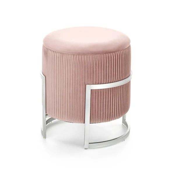 Pouf da salotto contenitore in velluto rosa Franklin