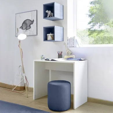 Scrivania ufficio 138x76cm moderna con vani bianco opaco blu  Enjoy