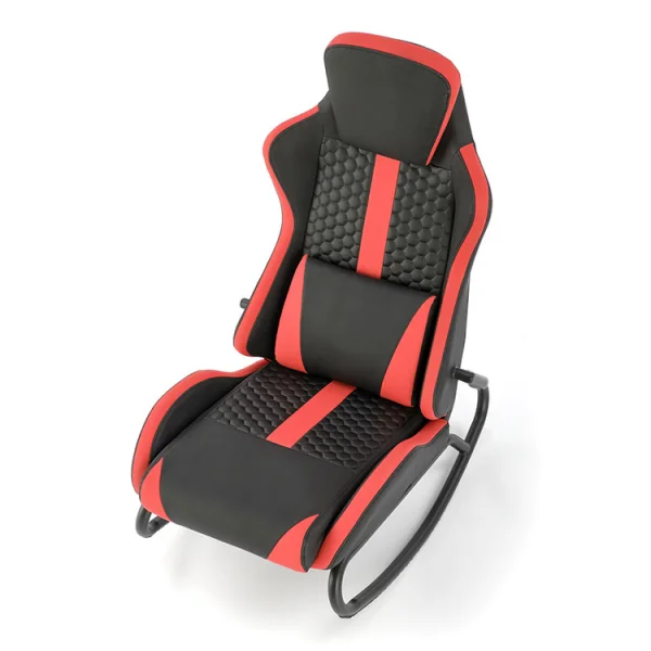 Sedia gaming a dondolo in ecopelle nero rosso Kenia