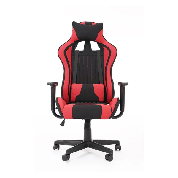 Sedia gaming con ruote regolabile in tessuto rosso nero Vicario