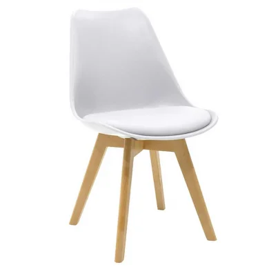 Set 4 sedie da pranzo stile scandinavo imbottita bianco gambe legno Riccia
