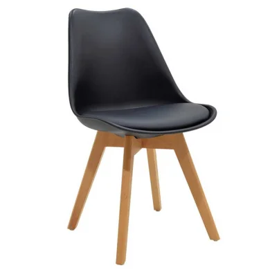 Set 4 sedie da pranzo stile scandinavo imbottita nero gambe legno Riccia