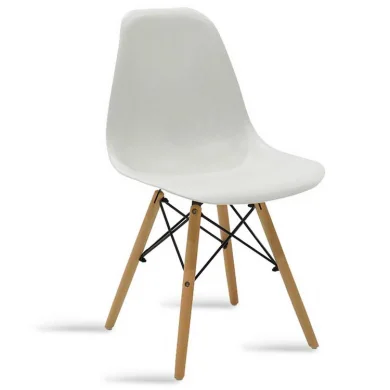 Set 4 sedie stile scandinavo polipropilene da pranzo bianco gambe legno Efesto
