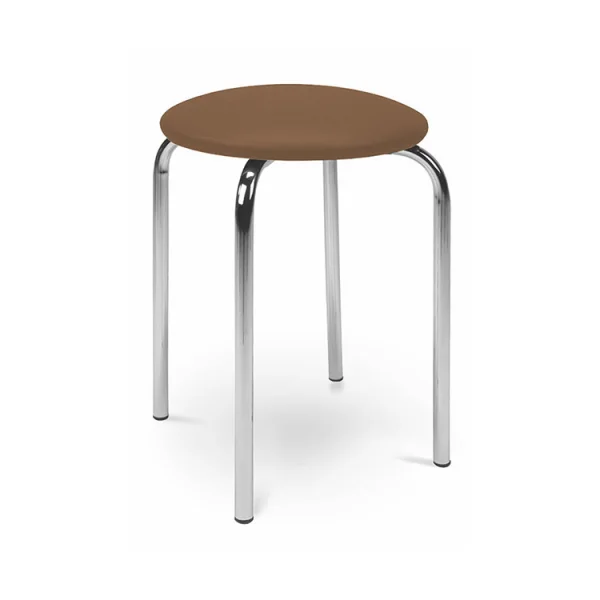 Set 2 sgabelli bassi con seduta in ecopelle e gambe in acciaio marrone Mali