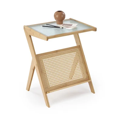 Tavolino da salotto 45x46cm in rattan naturale bambù Hamlet