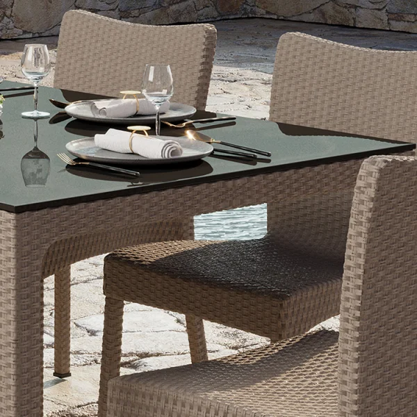 Tavolo da giardino 90x90cm polipropilene effetto rattan tortora Orsini