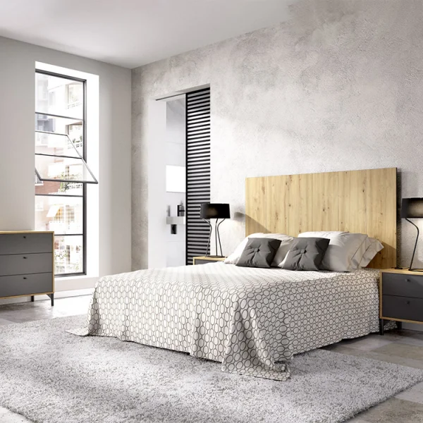 Testata letto 160x79cm con 2 comodini grafite rovere Pedri