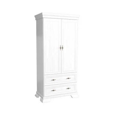 Armadio 88x193cm shabby 2 ante 2 cassetti bianco frassinato Kelly