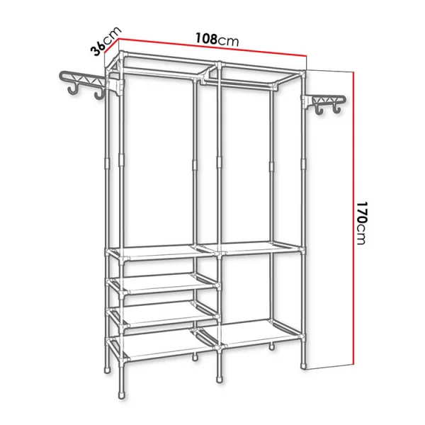 Appendiabiti scaffale 108x170cm in metallo nero Crack 2