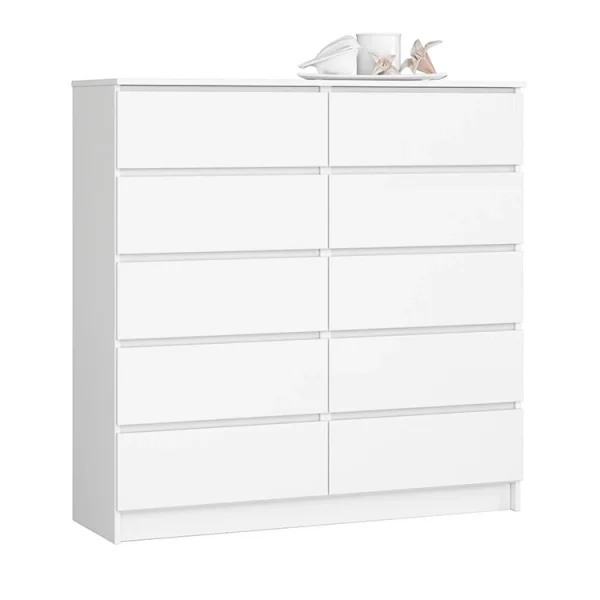 Cassettiera 120x120cm moderna 10 cassetti bianco Living