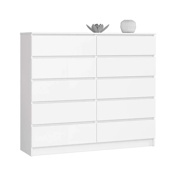 Cassettiera 140x120cm moderna 10 cassetti bianco Living