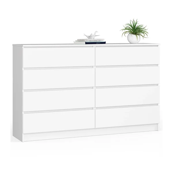 Cassettiera 160x100cm moderna 8 cassetti bianco Living