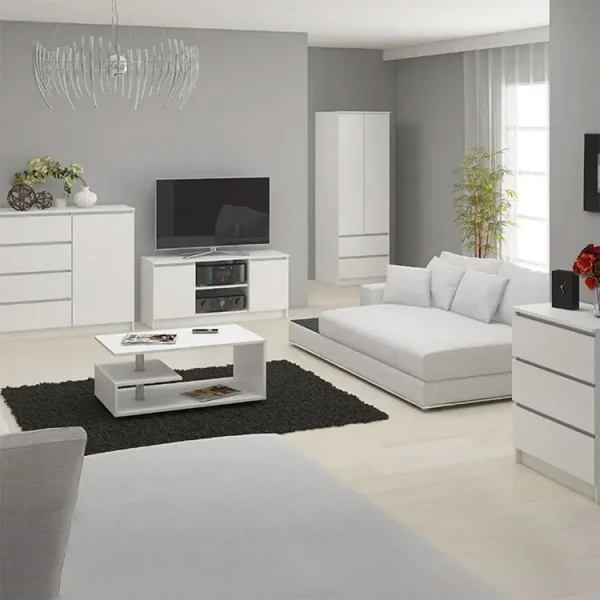 Cassettiera 160x120cm moderna 10 cassetti bianco Living