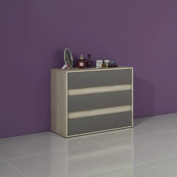 Cassettiera moderna 80x70cm rovere grigio Altea