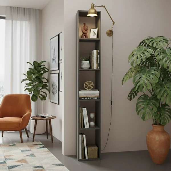 Libreria colonna 28x186h cm con 4 ripiani antracite Sunset