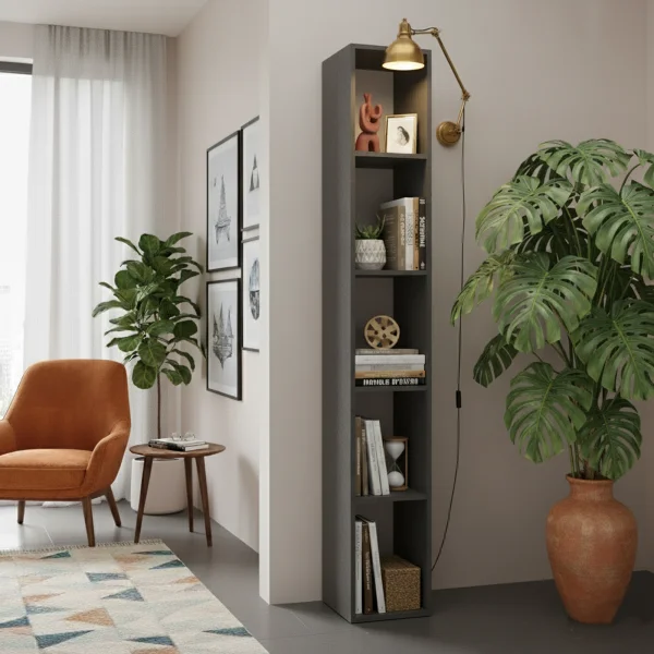 Libreria colonna 28x186h cm con 4 ripiani antracite Sunset