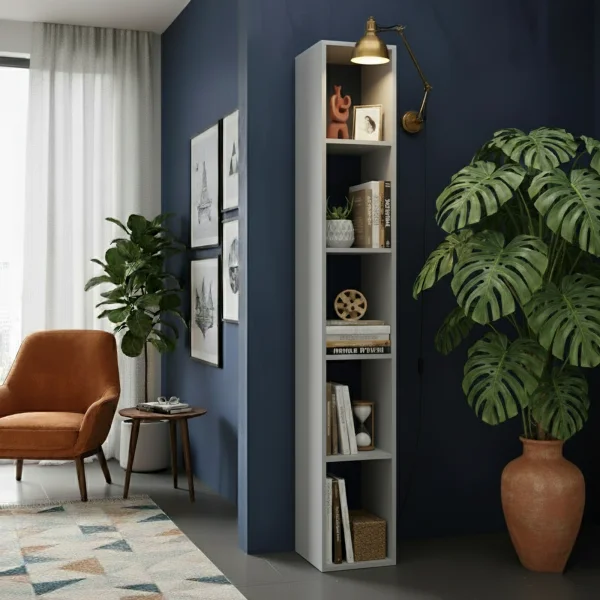 Libreria colonna 28x186h cm con 4 ripiani grigio chiaro Sunset