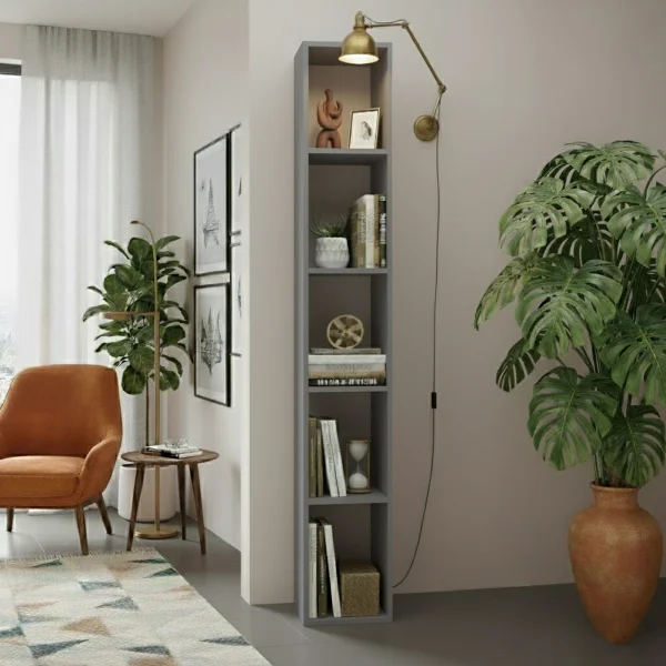 Libreria colonna 28x186h cm con 4 ripiani grigio scuro Sunset
