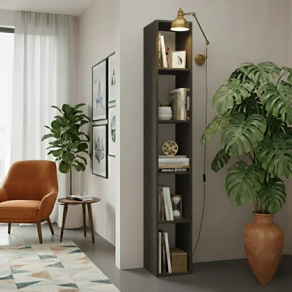 Libreria colonna 28x186h cm con 4 ripiani ossido nero Sunset