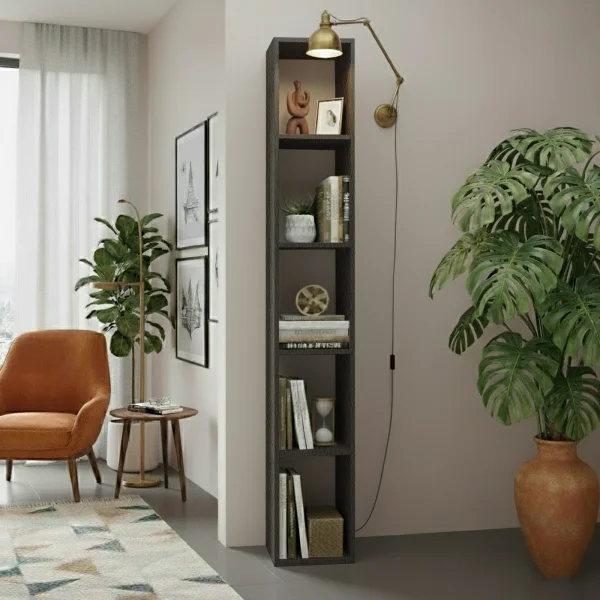 Libreria colonna 28x186h cm con 4 ripiani ossido nero Sunset