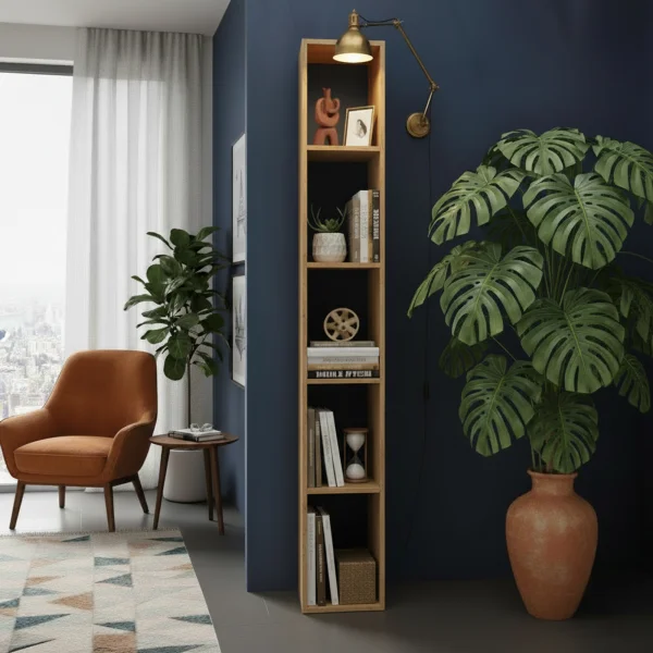 Libreria colonna 28x186h cm con 4 ripiani rovere chiaro Sunset