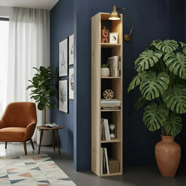 Libreria colonna 28x186h cm con 4 ripiani rovere chiaro Sunset