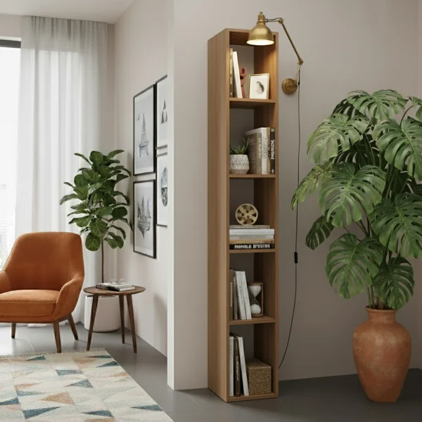 Libreria colonna 28x186h cm con 4 ripiani rovere scuro Sunset