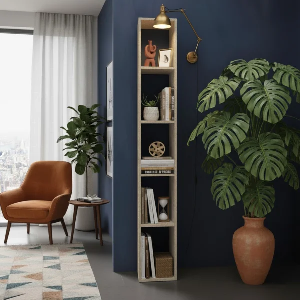 Libreria colonna 28x186h cm con 4 ripiani tortora Sunset